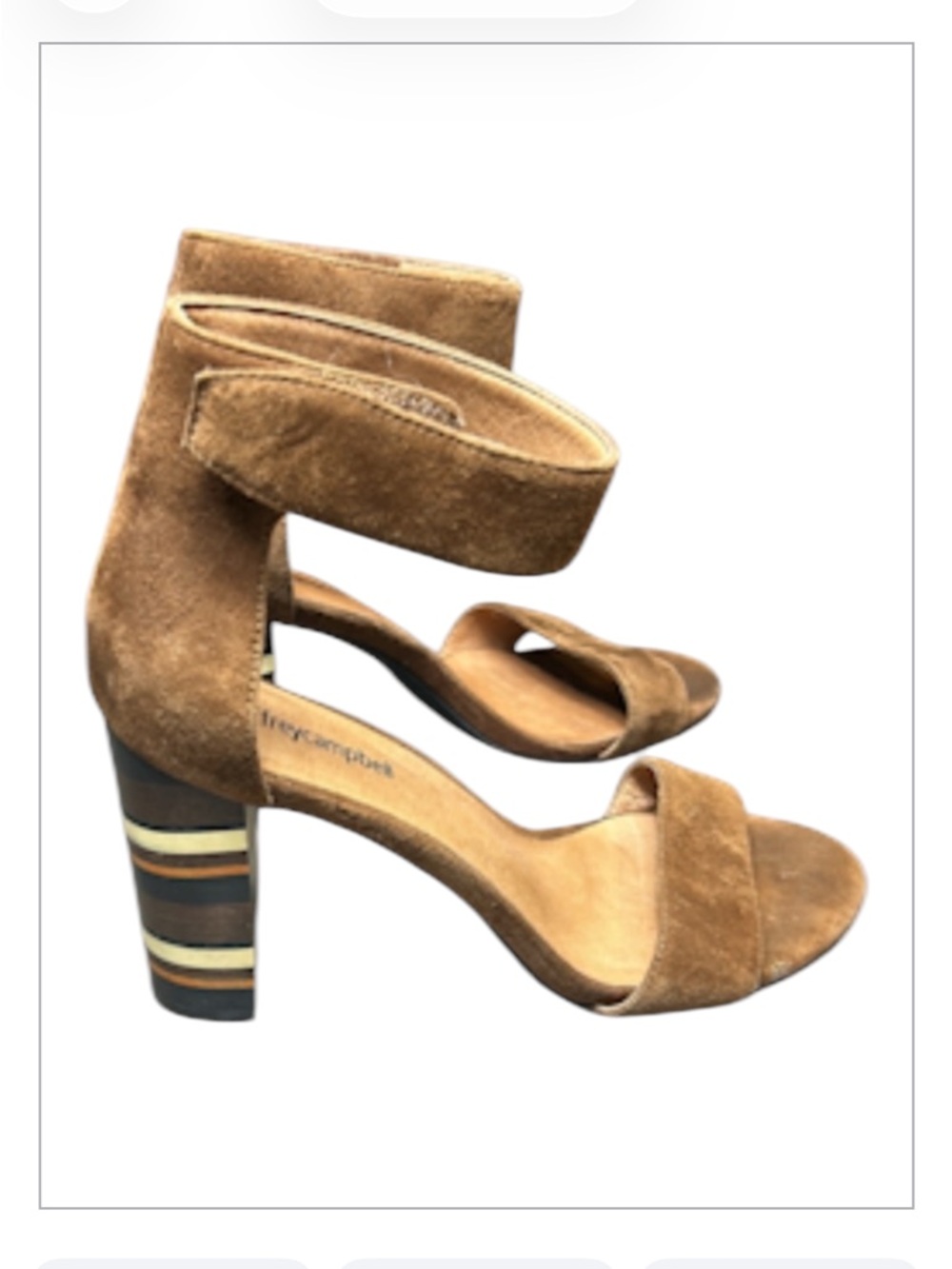 Jeffrey Campbell Lindsay Open Toe Brown Suede Striped Heels Size 9